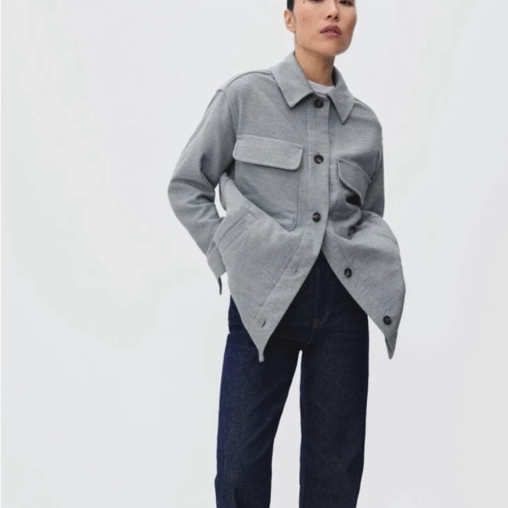 Everlane Shirt Jacket in Light Blue/Gray Size XXS